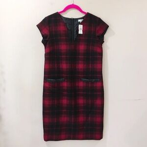 NWT LL bean sheath dress signature plaid tartan wool red holiday size 2